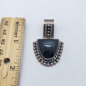 Vintage Taxco Sterling Silver and Glass Pendant Mexico